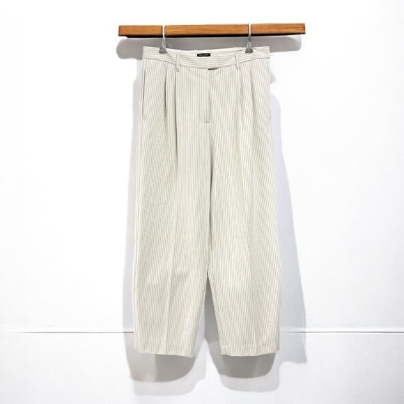 🌻NEW rag & bone Marianne Ivory Black Pinstripe Ponte Pants | Size Large - Picture 3 of 12